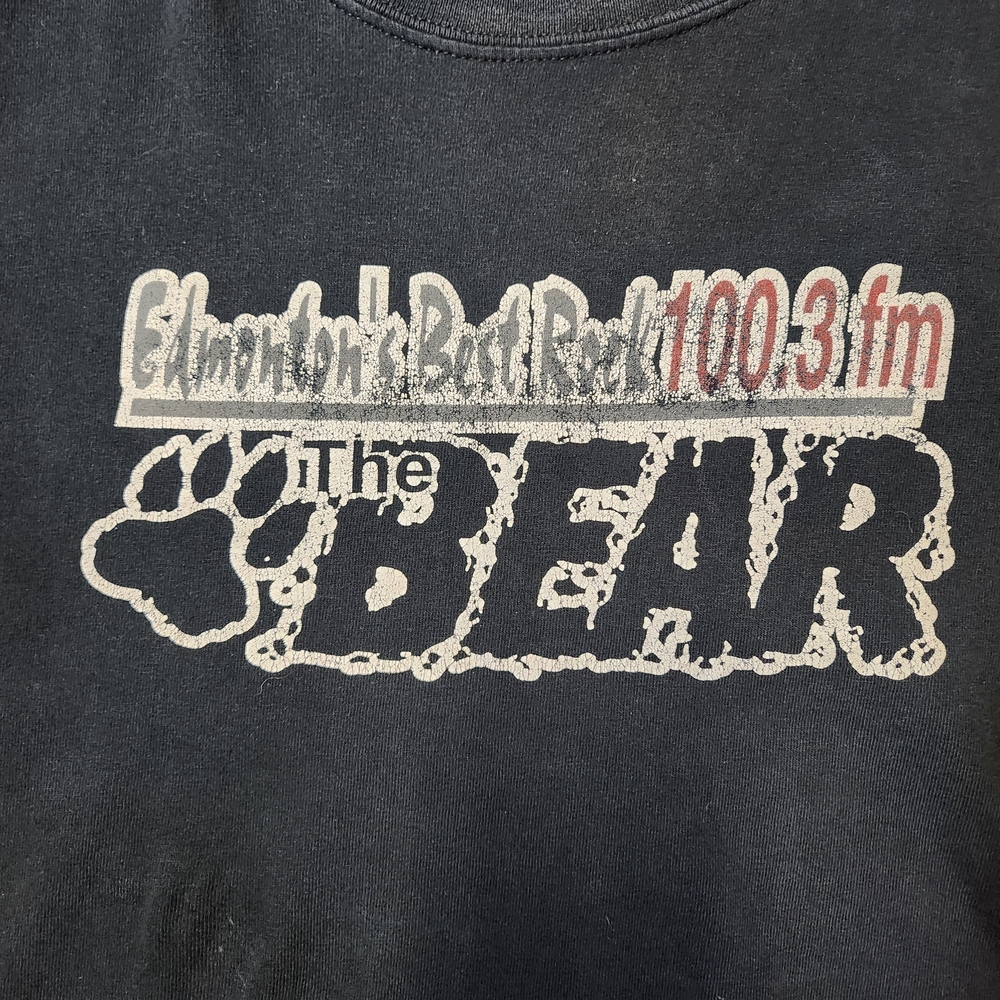Vintage Edmonton Alberta Legendary Radio Station Band Tee Black T-Shirt Y2K - Picture 2 of 3